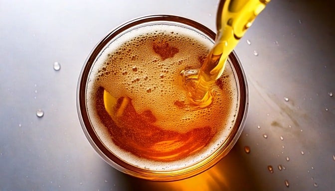 Firefly filling glass with beer on light background 65031