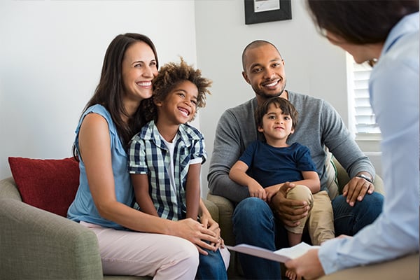 Family talking to a professional