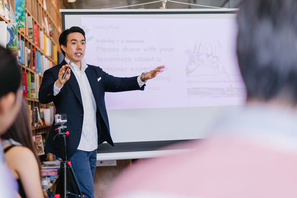 a man giving a presentation